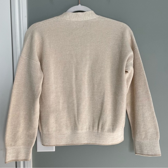 Eleventy Italian Made 100% Cotton Metallic Thread Beige Neutral Knit Cardigan - Picture 10 of 17